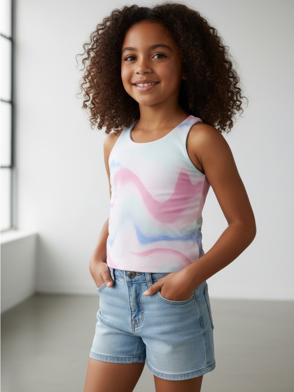 tek gear Girls' Pastel Swirl Tank Top - Pink, Blue, Mint